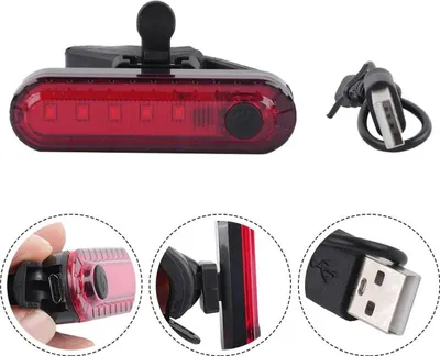 Image de Éclairage vélo 4 modes USB rouge