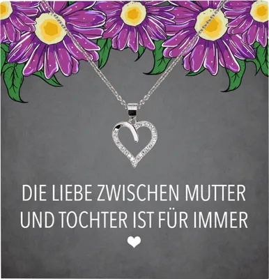 Produktbild von 22Feels Echt Silber Halskette - Mama Geschenk von Tochter Geburtstag und Muttertag Mutter Schmuck Set für Frauen - Herz Anhänger, Karte