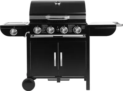 Obrázek produktu pro Plynový gril, 4 hořáky, piezoelektrické zapalování, zemní plyn, výška 122 cm, ocelová konstrukce