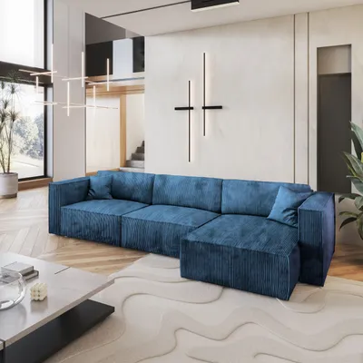 Produktbild von Masseno Ecksofa TOLMO P mit Schlaffunktion L-Form, Sofa mit Bettkasten, Wohnzimmersofa, Couch, Soffa, Bettsofa, Couchgarnitur- Blau, POSO 05
