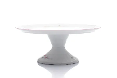 Obrázek produktu pro Thun 1794 Talíř na dort na noze, český porcelán, Bernadotte, 32 cm, růže, růžový proužek, Thun