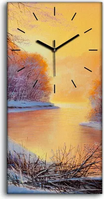 Produktbild von Dekor Leinwand Uhr Wandbilder Geräuschlos 30x60 Waldlandschaft Malerei Winter - schwarze Hände