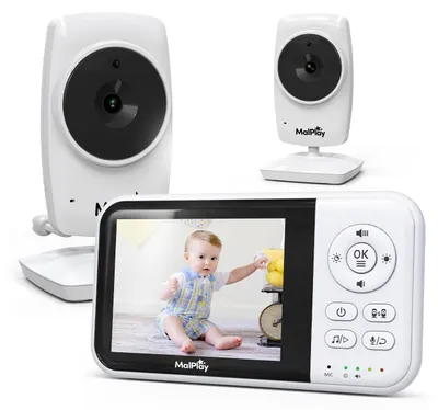 Produktbild von Babyphone mit Kamera Live Monitor Nachtmodus VOX Zoom LCD-Bildschrim 3.2" NannyEye 2,4 GHz