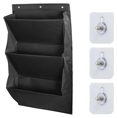 Hängendes Schuhregal, 3 Fächer + 4 Netztaschen, schwarz