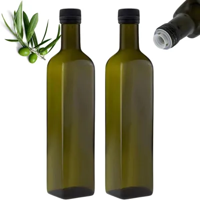 Imagen del producto de Botella de vidrio de 500 ml, verde/marrón, con vertedor y función dosificadora, para la cocina