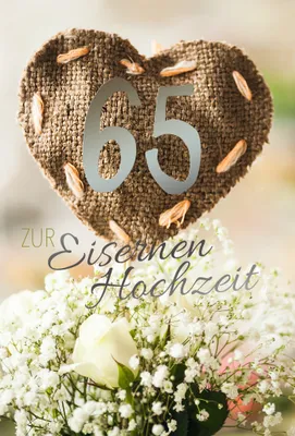 Produktbild von Eiserne Hochzeit 65. Hochzeitstag Herz Blumen Glückwunschkarte mit Umschlag