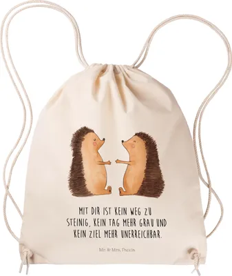 Produktbild von Mr. & Mrs. Panda Jutebeutel Igel Liebe - Transparent - Geschenk, Verheiratet, sporttasche klein, wander rucksack, Kleiner, Beutel, Hochzeitstag, Turnbeutel, Freundin