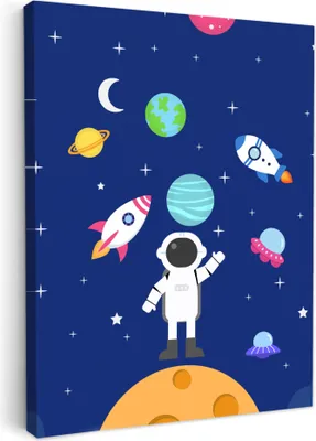 Produktbild von Wanddeko 60x80 cm - Kinder Jungen - Weltraum - Astronaut, Wandbilder, Wanddeko Wohnzimmer, Bild