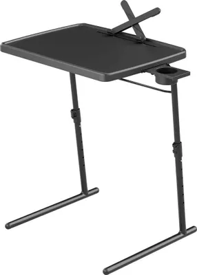 Produktbild von Klappbarer Laptop-Tisch - Höhenverstellbarer Bett- und Sofa-Tisch - Neigbare Tischplatte - Rechteckiger Metallrahmen - Mit Getränkehalter - Schwarz
