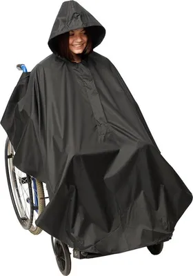 Produktbild von Famanu Rollstuhlponcho wasserfest mit Kapuze - Robuste Regenjacke für Rollstuhlfahrer