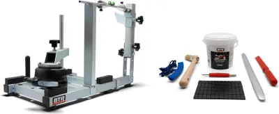 Produktbild von BTR Reifenmontiergerät 15 - 19" mit Starterpaket und Klebegewichte in Schwarz, mit Wuchtbock Erweiterung