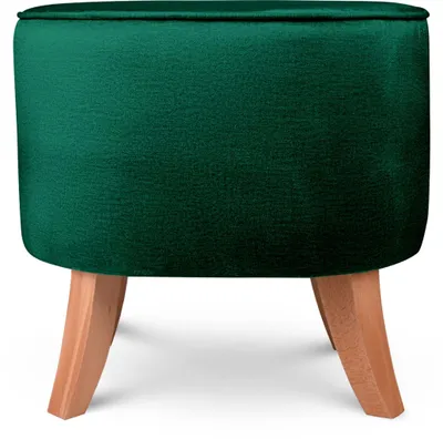 Produktbild von MG Design Ovaler Samt-Hocker 42 x 52 cm in Grün mit Holzbeinen - Gepolsterter Fußhocker für Wohnzimmer oder Schlafzimmer