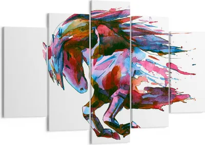 Produktbild von Bild auf Leinwand - Leinwandbild - Pferd Eleganz wild Tier - 150x100cm - Wand Bild - Wanddeko - Leinwanddruck - Bilder - Kunstdruck - Wanddekoration - Leinwand bilder - Wandkunst - EA150x100-3010