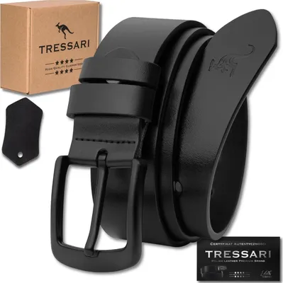 Immagine prodotto di TRESSARI cintura per pantaloni da uomo 125 cm 100 % pelle naturale, pelle nera