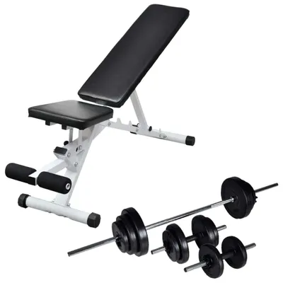 Obrázok produktu pre Posilňovacia lavica so sadou činiek barbell a dumbbell 30,5 kg