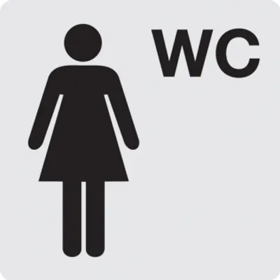 Produktbild von Dreifke® WC-Schild, Damen, Piktogramm, 60 x 60 mm, Alu glatt 1 Stk.