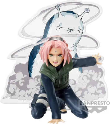 Sakura Haruno figure with a slug-like creature in the background.