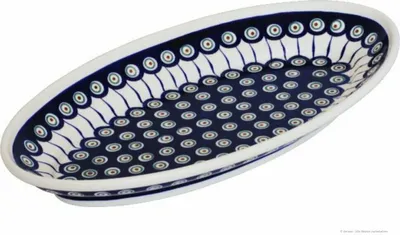 Produktbild von Original Bunzlauer Keramik Servierplatte Platte Teller oval 35,5x20,7x4,4 cm Design 8