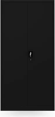 Image de Armoire métallique C34 Classeur Armoire à outils Penderie Porte battante Porte à vêtements Verrouillable 185 x 90 x 45 cm, Couleur : Noir