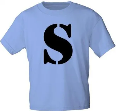 Produktbild von Kinder T-Shirt  mit Print Buchstabe - S - 85130 Hellblau Gr. 110-164 Größe - 110/116