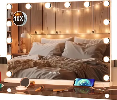 Image de Miroir de maquillage, lumières LED,tactile intelligente, BLANC