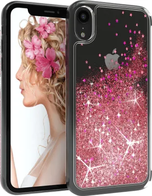 Produktbild von EAZY CASE - Glitzer Hülle kompatibel mit Apple iPhone XR Glitzer Schutzhülle, Soft Case, Backcover Transparent mit Motiv