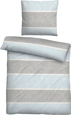 Immagine prodotto di biberna biancheria da letto in flanella melange 0840506 BLOCK STRIPES colore: ciel, dimensioni: 1x 155x220 cm + 1x 80x80 cm