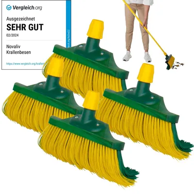Produktbild von Novaliv Krallenbesen Set 30 cm Holz mit Teleskopstiel gebogenen Borsten Gartenbesen Straßenbesen Kehrbesen Laubbesen (4, 30 cm Ersatzkopf)