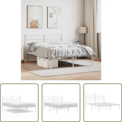 Produktbild von The Living Store Bettgestell mit Kopfteil Metall Weiß 140x200 cm