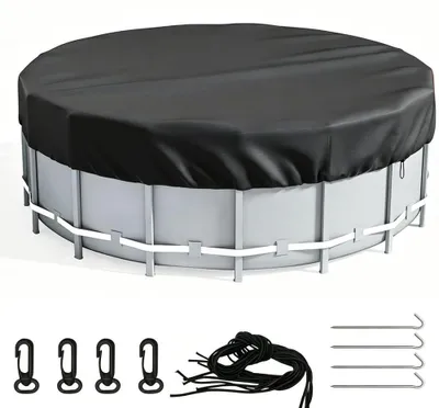 Produktbild von Runde Poolabdeckung 366 cm mit Schnur und Bodennägeln