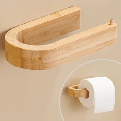 Imagen del producto de Soporte para papel higiénico - Adhesivo - Bambú