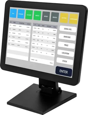 Zdjęcie produktu dla Kasa fiskalna z ekranem dotykowym, 15-calowy wyświetlacz LCD, kompatybilna z USB, niskie zużycie energii, rozdzielczość 1024 x 768, obsługa urządzeń zewnętrznych