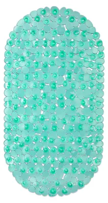 Zdjęcie produktu dla Mata do wanny Relaxdays o wyglądzie kamienia, szer. x gł.: 68 x 35,5 cm, nadająca się do prania, antypoślizgowa wkładka do wanny, z przyssawkami, zielona
