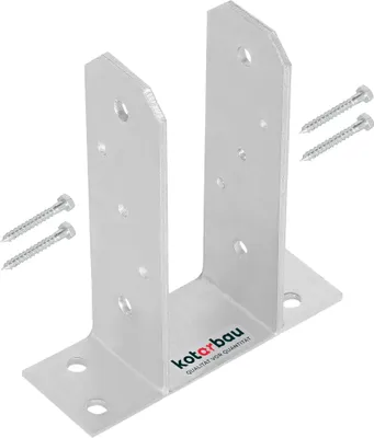 Produktbild von KOTARBAU® U-Pfostenträger 70 mm U-Form zum Aufdübeln Vierkantholzpfosten Bodenplatte Pfostenträger Anker Feuerverzinkt