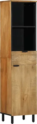 Imagen del producto de Mueble de baño marrón de 38x33x160 cm, fabricado en madera maciza de mango