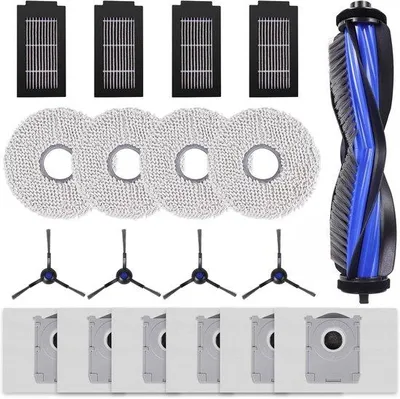 Image de Accessoires pour aspirateur - 1 brosse principale, 4 patins de nettoyage, 4 brosses latérales, 4 filtres HEPA, 6 sacs pour aspirateur - faciles à nettoyer et à remplacer