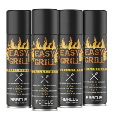 Four cans of ABACUS® Grill Spray are displayed side-by-side against a white background.