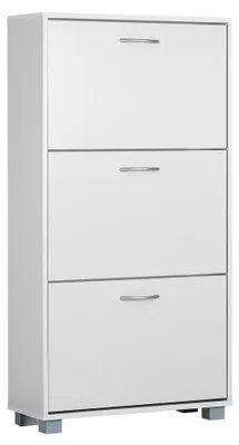 Produktbild von CASARIA® Schuhschrank für 18 Paar Schuhe Schmal 115x60x25cm 3 Klappen Hoch Holz Geschlossen Kippsicherung Flur Diele Schuhkipper Schuhkommode Weiß