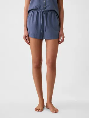 Produktbild von GAP Pyjamashorts aus Leinen Dunkelblau mit elastischem Bund und lockerer Passform