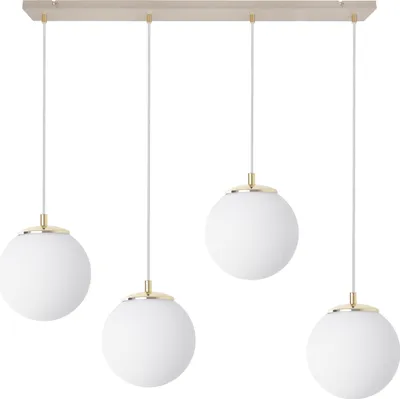 Produktbild von Florence Pendelleuchte Kaschmir Gold – 4 flammig mit weissem Schirm E14