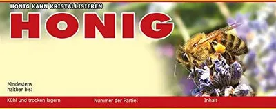Produktbild von Honig-Etiketten - selbstklebend, Honigglas, Imkerei, Bienen, Etiketten Universal