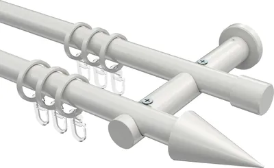 Produktbild von Interdeco Gardinenstange / Vorhangstange Weiß, Typ Platon Savio (Kegel), 20 mm Ø 2-läufig, 600 cm