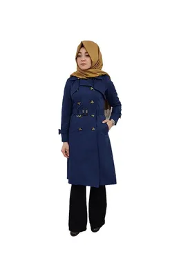Immagine prodotto di Cappotto donna trench giacca blu navy 40 cappotto lungo V-673