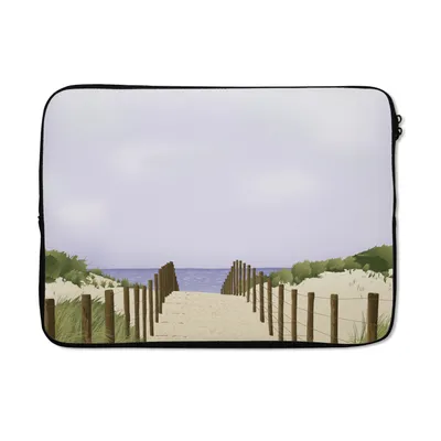 Produktbild von MuchoWow® Laptop Hülle 13 Zoll Illustration eines Dünenwegs zum Meer Laptoptasche - Laptophülle - Sleeve - Rundumschutz