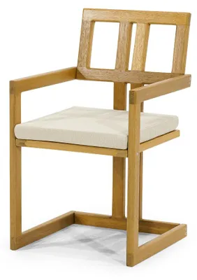 Produktbild von Hellbeiger Outdoor Stuhl Designer Holzstühle Terrassenmöbel Gartenstuhl