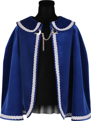 Produktbild von T2563-0417 kurz blau mit Silberborte Kinder Damen Prinzen Umhang Dreigestirn Kostüm Länge ca.80 cm