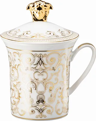 Zdjęcie produktu dla Kubek Rosenthal Versace z pokrywką 30 Years Collection Medusa Gala, porcelana, 350 ml, 19315-403635-28700