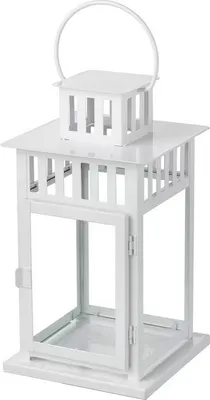Produktbild von BORRBY Ikea Laterne für Blockkerze, drinnen/draußen weiß, 28 cm