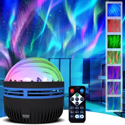 Image de Projecteur d'aurores boréales 2-en-1, projecteur d'océan et d'aurores boréales, projecteur de ciel étoilé LED avec télécommande