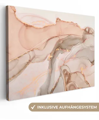 Produktbild von MuchoWow® - Leinwandbilder - Marmor - Rosa - Rosa, Wandbild, Wanddeko Bilder Wohnzimmer, 120x90 cm